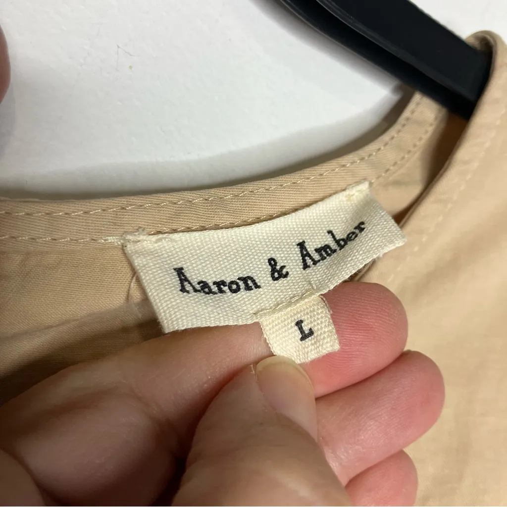 Aaron‎ & Amber tan tiered dress 100% cotton women’s size large casual neutral - Image 3