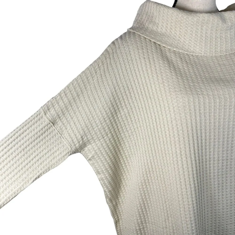 Free People Large Thermal Top Juicy Cowl Neck Split Back Long Sleeve Stone Cold - Image 5