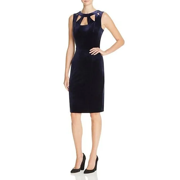 Eliza J Velvet Cutout Sleeveless Sheath Midi Dress Cocktail Party Black Size 6 - Image 3