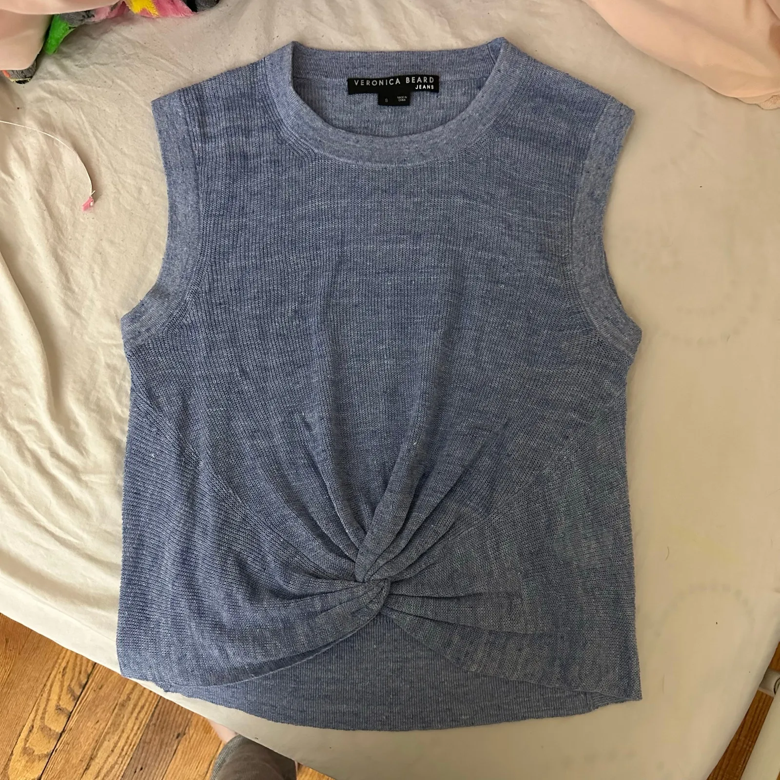 Veronica Beard Kellen Twist Front Sleeveless Sweater Size Small Blue - Image 9