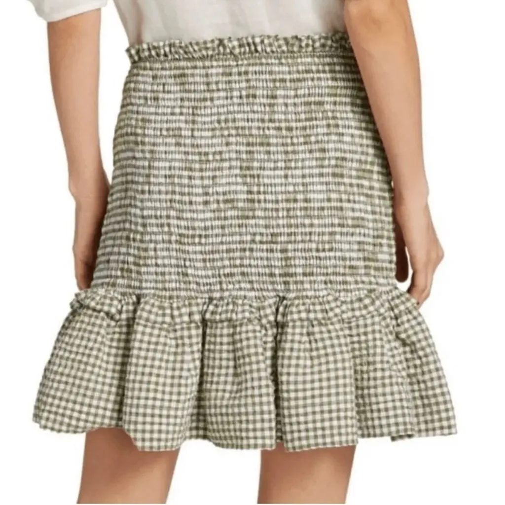 Veronica Beard Aloya Smocked Gingham Skirt Size Large - Image 4