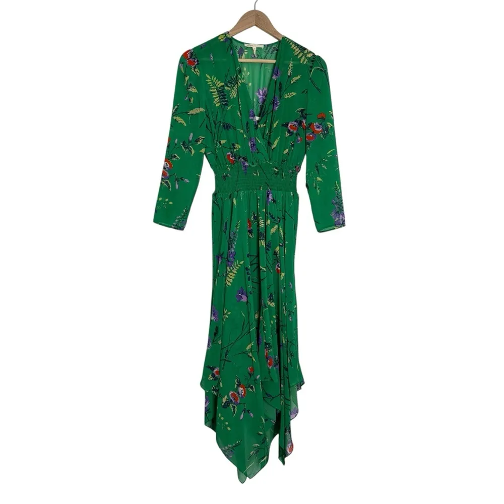 Maje Rayema Green Floral Long Sleeve Midi Dress - Image 3