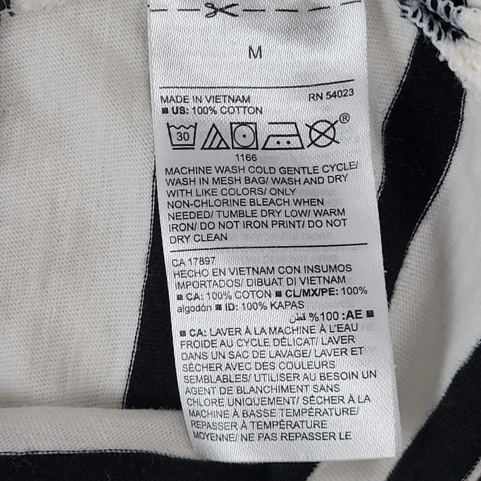 Old Navy Women's Black White‎ Striped Boat Neck Tie Sleeve Shirt Size M Cotton - Image 7