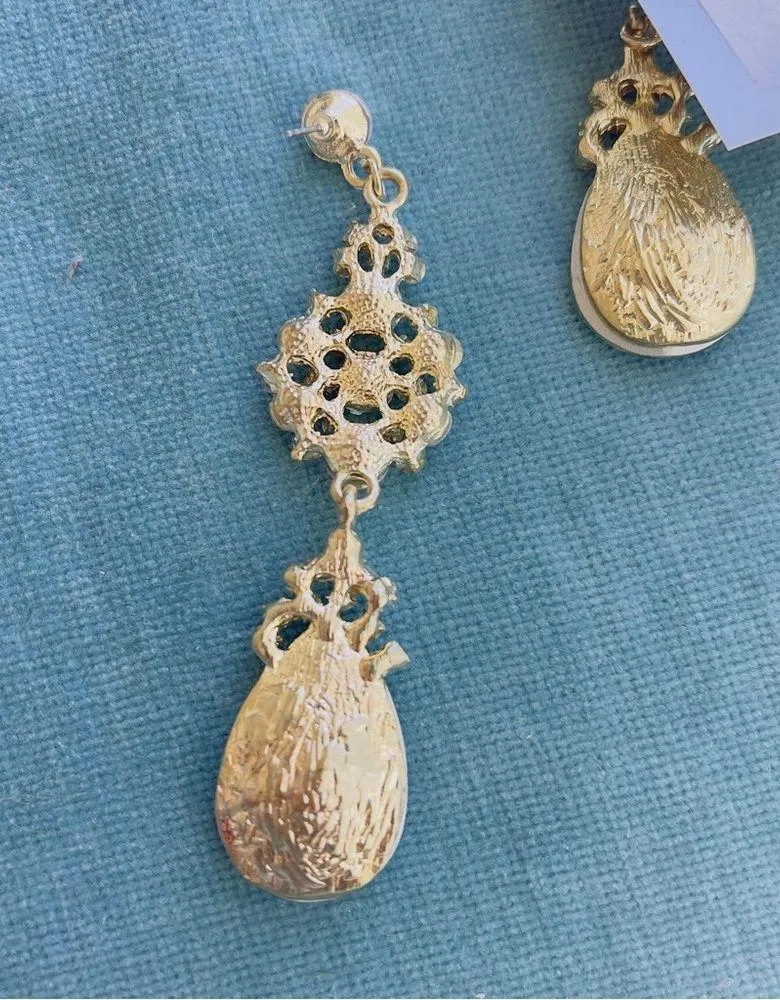 Vintage silver AB rhinestone Earrings - Image 3