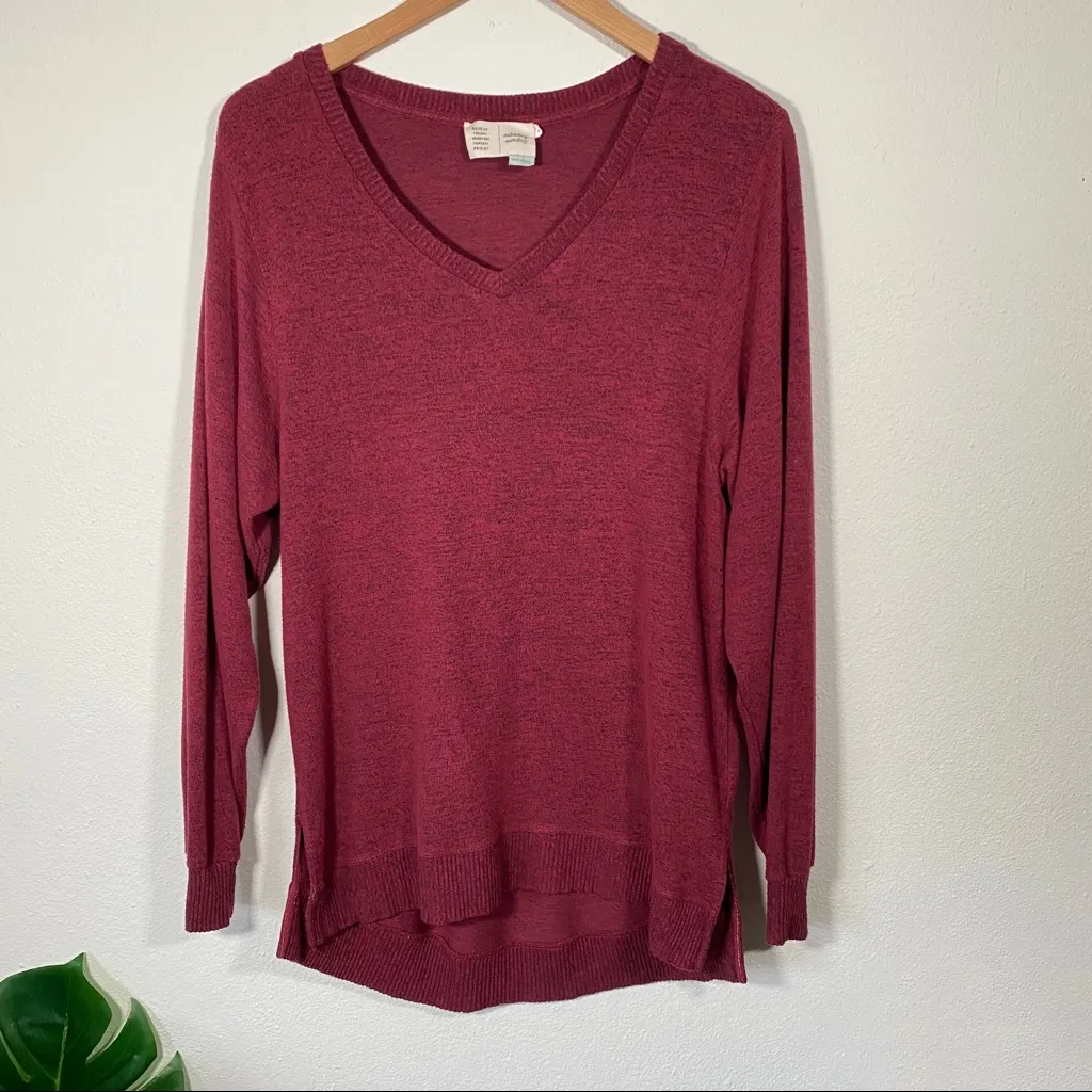 Anthropologie Saturday Sunday Hacci Slouch Maroon Red Sweater Women's Size XS - Image 4