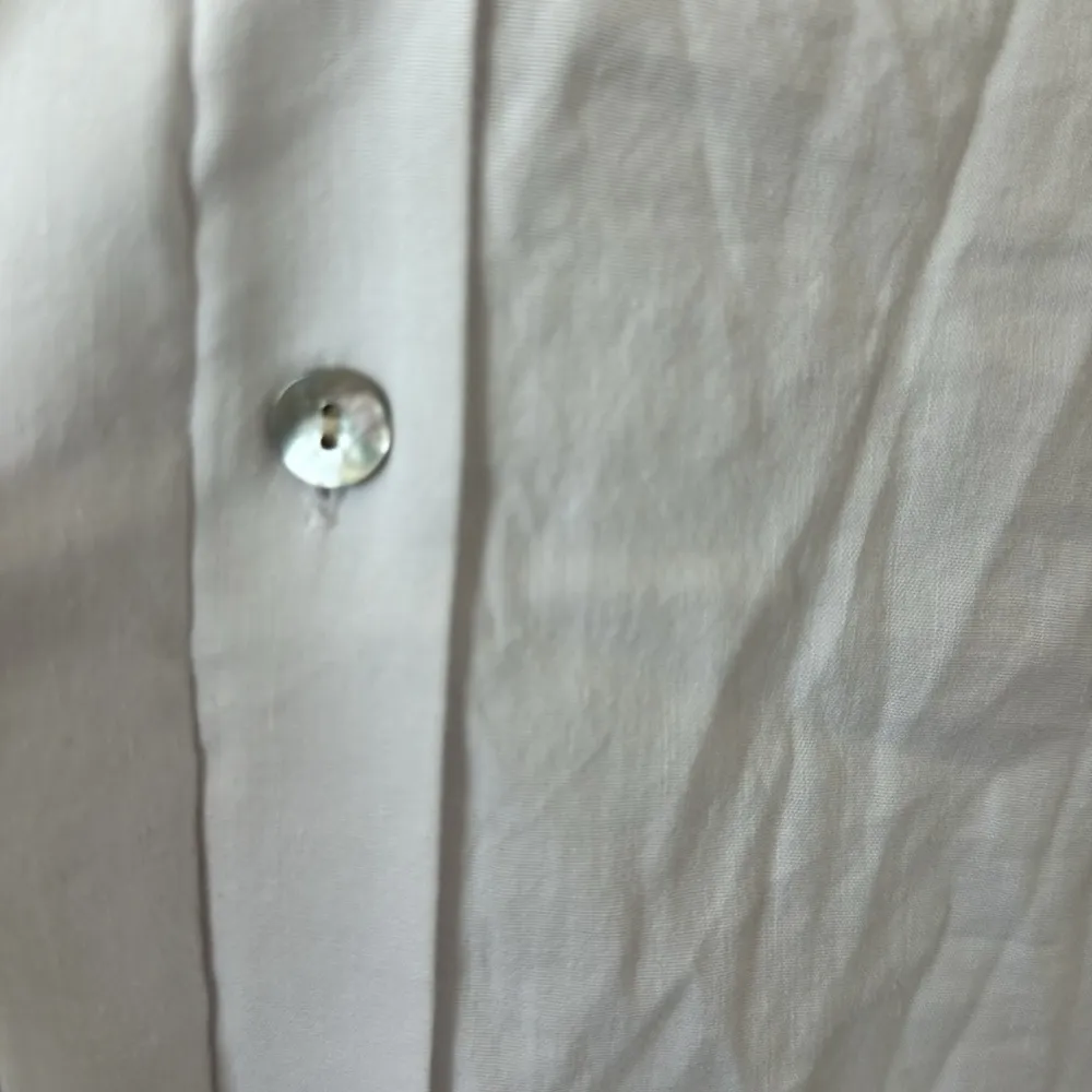 Vince Sleeveless Shirred Band Collar Linen Blend Midi Dress in White Size: M - Image 7