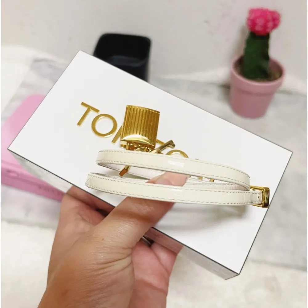 Authentic Tom Ford Patent Ivory & Gold Padlock Anklet / Ankle Bracelet - Image 9