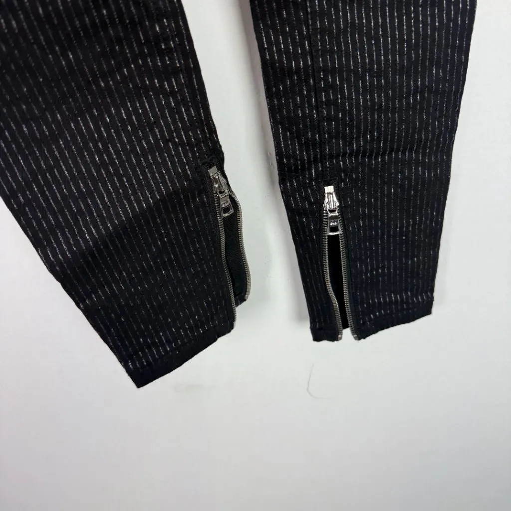 RtA Diavolina Metallic Pinstripe Pants Foldover Ankle Revolve Black Size 24 EUC - Image 5