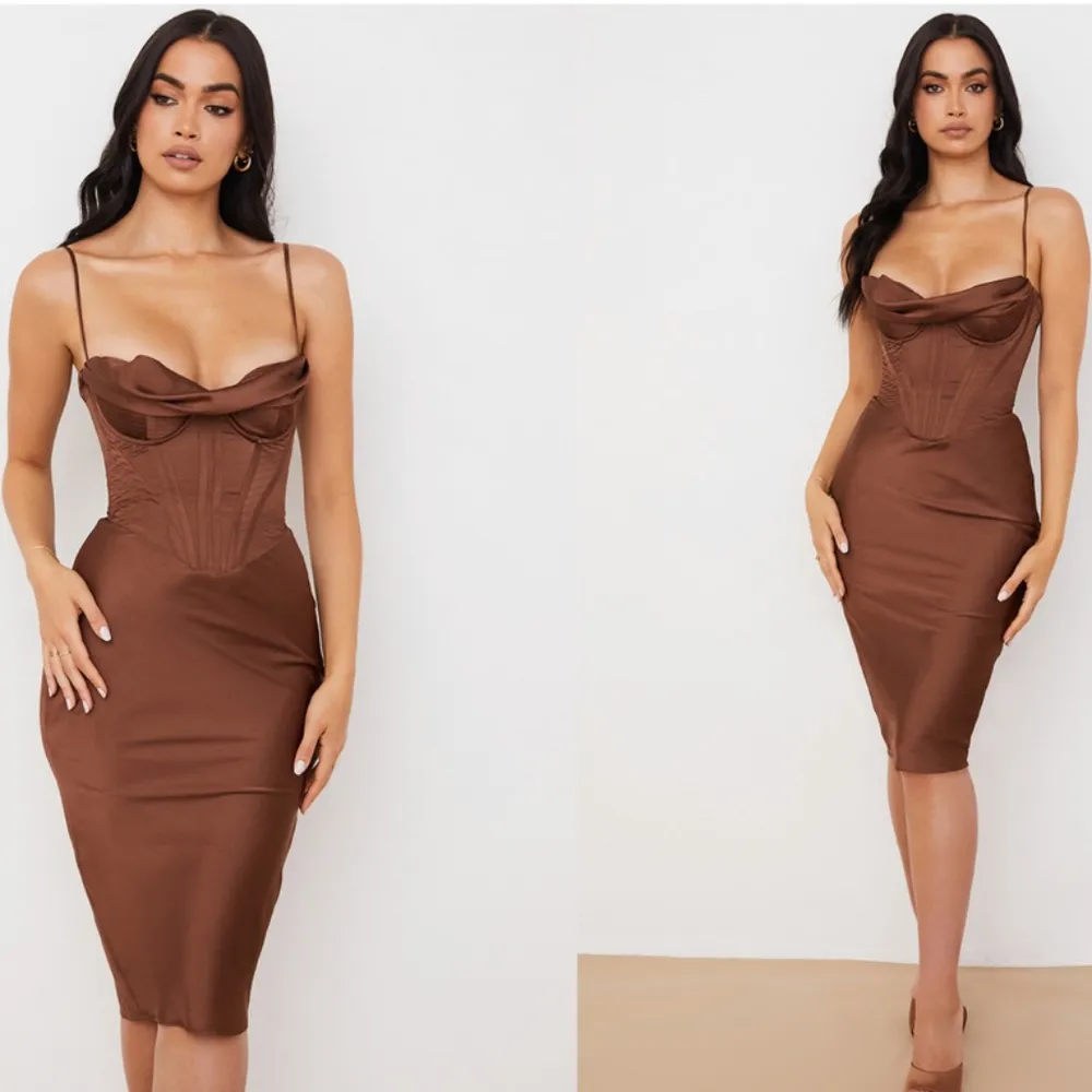 HOUSE OF CB S D-DD 'Myrna' Chocolate Satin Corset Slip Dress‎ NWOT - Image 12