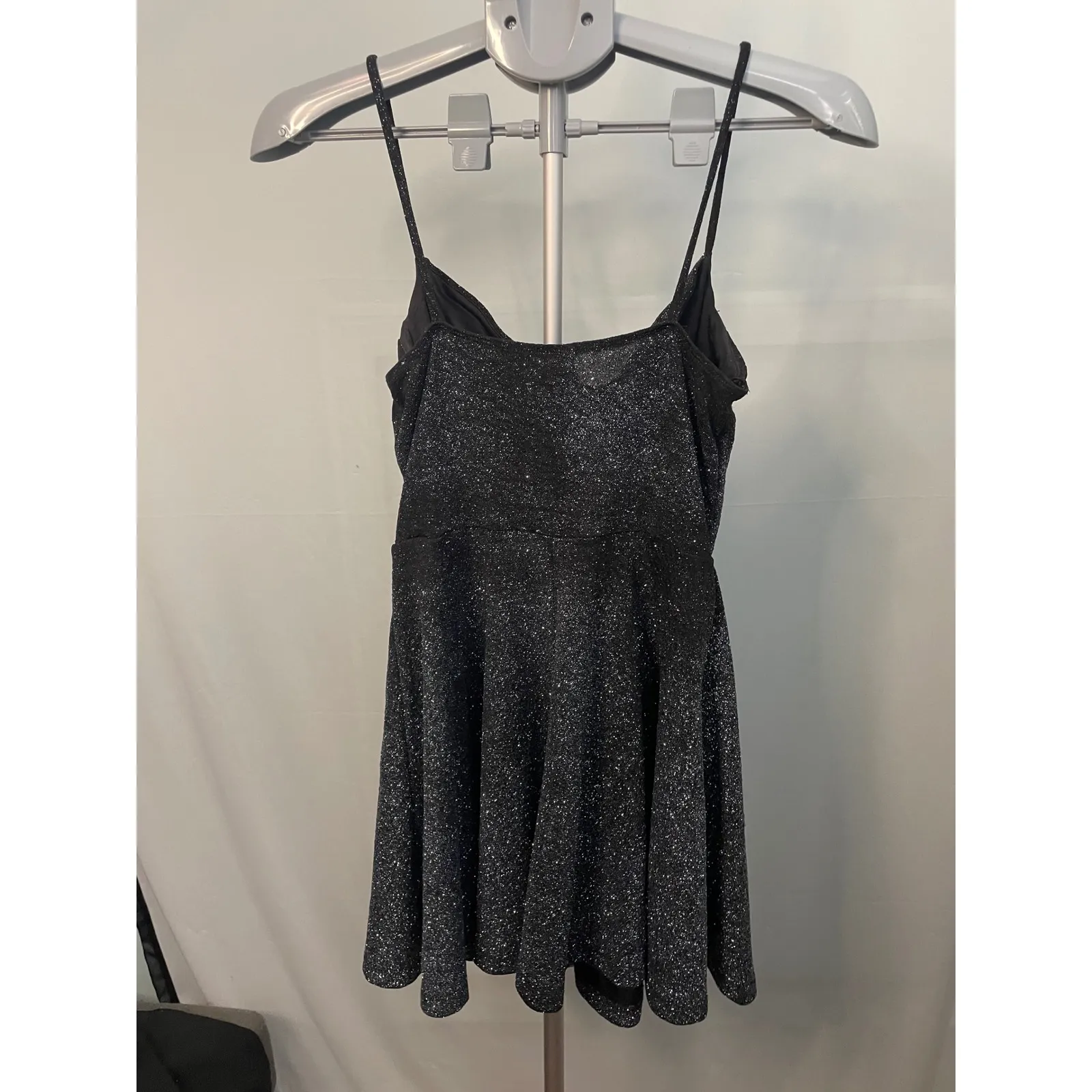 Windsor Mini Dress Black Silver Sparkle‎ Sleeveless Party Cocktail Dress L - Image 4