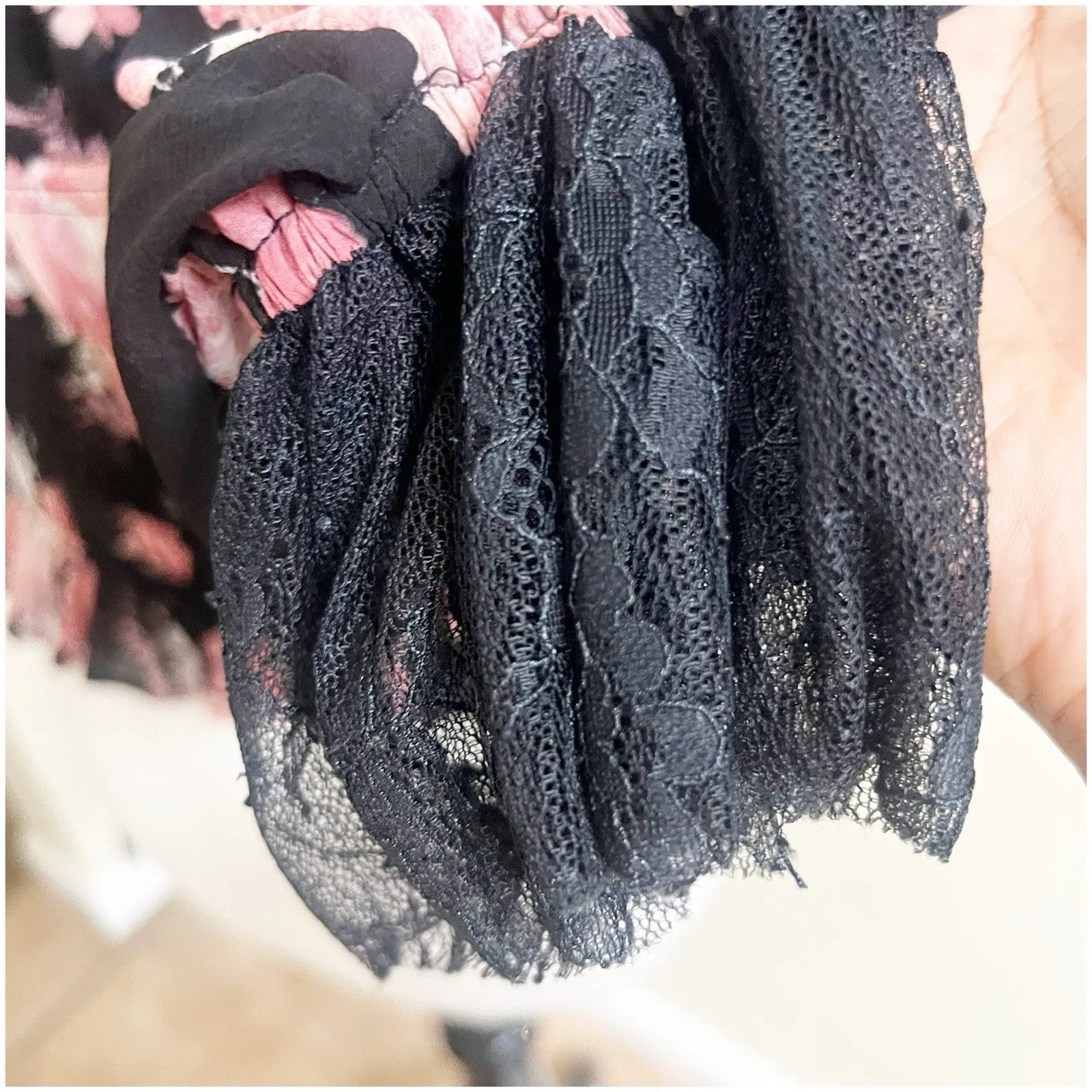 Free People Daphne Floral Blouse Midnight Combo Size Large Black Pink Whimsigoth - Image 5