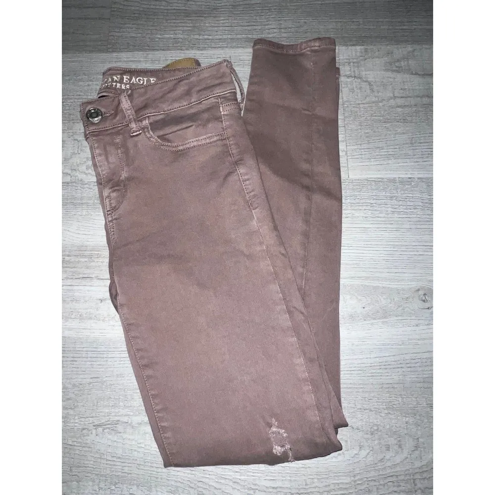 American Eagle Super Stretch X Mauve Destroyed Jegging 4 Brown - Image 2