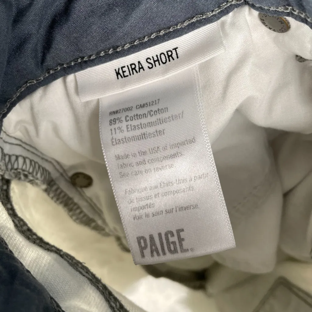 PAIGE Keira Short Women’s 28 Light Wash Frayed Hem Denim Shorts Y2K Chic - Image 3