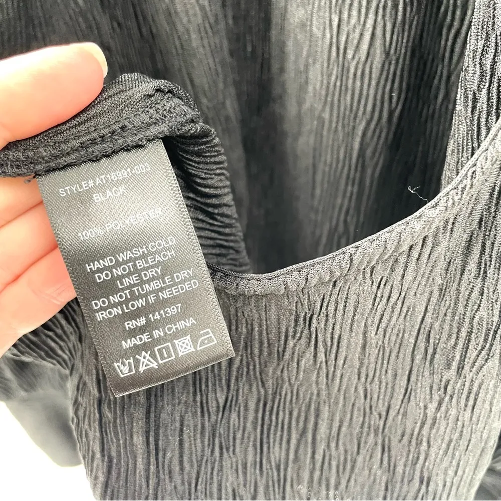 ASTR REVOLVE Black Textured Scoop Back Half Drape Sleeve Bodysuit Blouse Top - Image 7