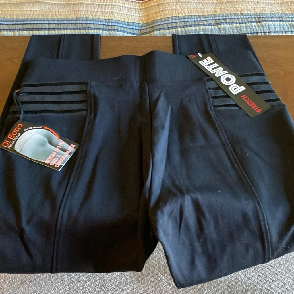 New Women’s Ci Sono Sculpting Lifting Ponte Pants Leggings Black Size Large - Image 2
