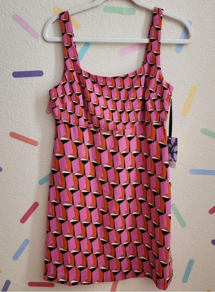 NWT Diane Von Furstenberg pink and Orange Geometric Dress size 8, x target! - Image 4