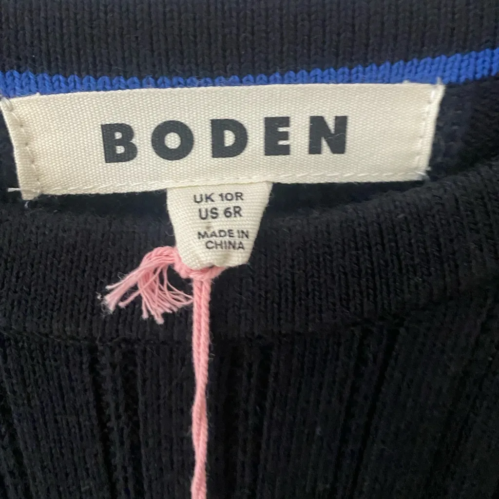 BODEN NWT Sleeveless Knitted Midi Dress 6 Black Rib Knit High Neck Quiet Luxury - Image 4