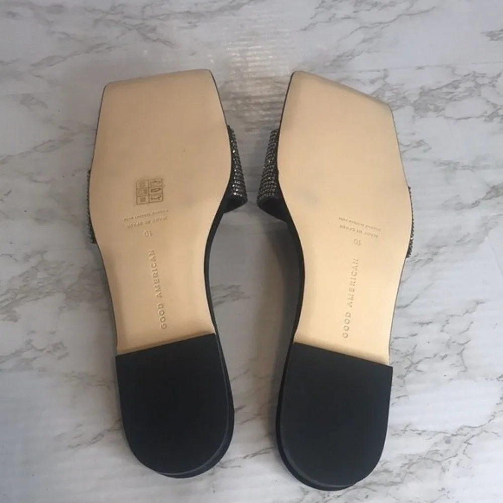 Good American Crystal Crush Standout Slides flats sandals Black Size 10 - Image 8
