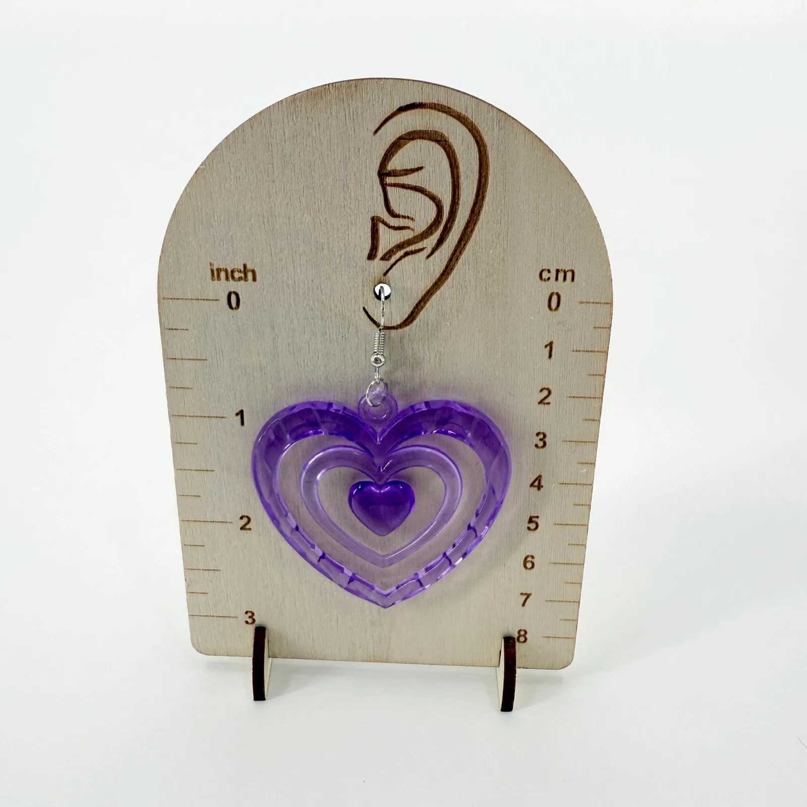 Y2K Big Heart Earrings, Bling Heart Kawaii, Y2K Fashion, Heart 2000's Purple - Image 3