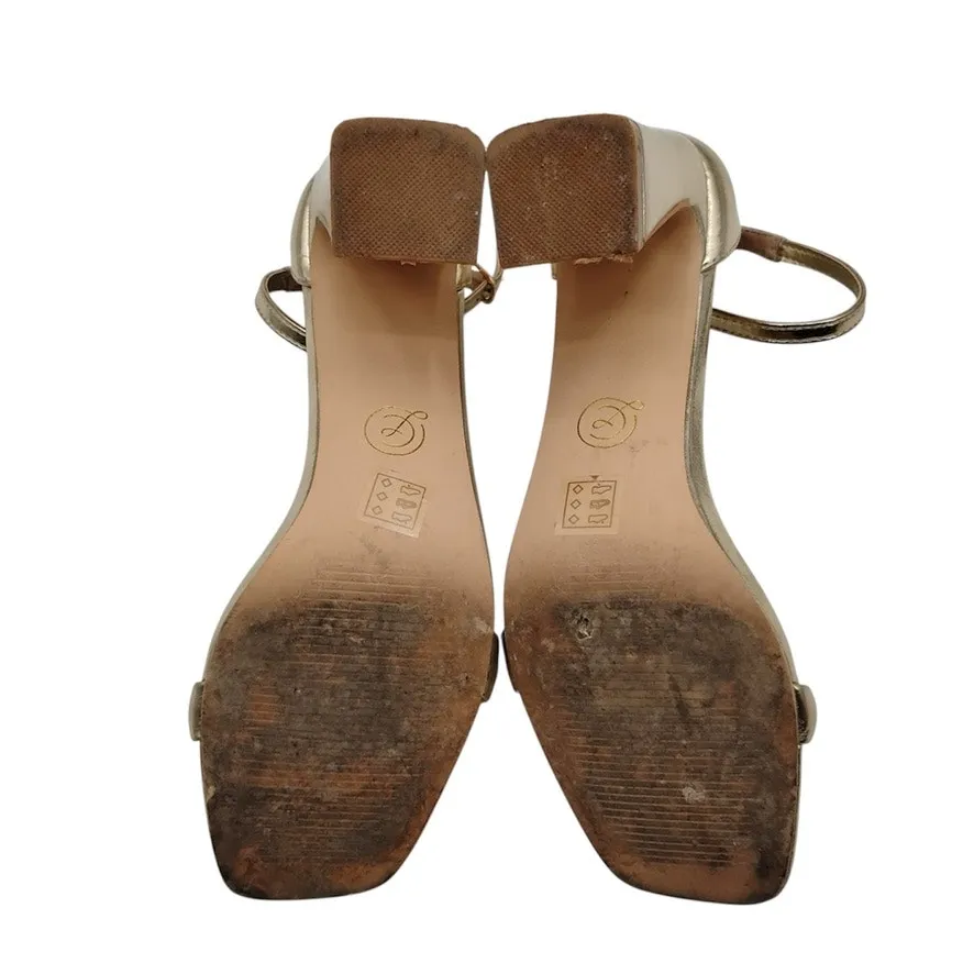 Chinese Laundry Velma Metallic Gold Heels Sandals Ankle Strap Size 38.5 8 - Image 10