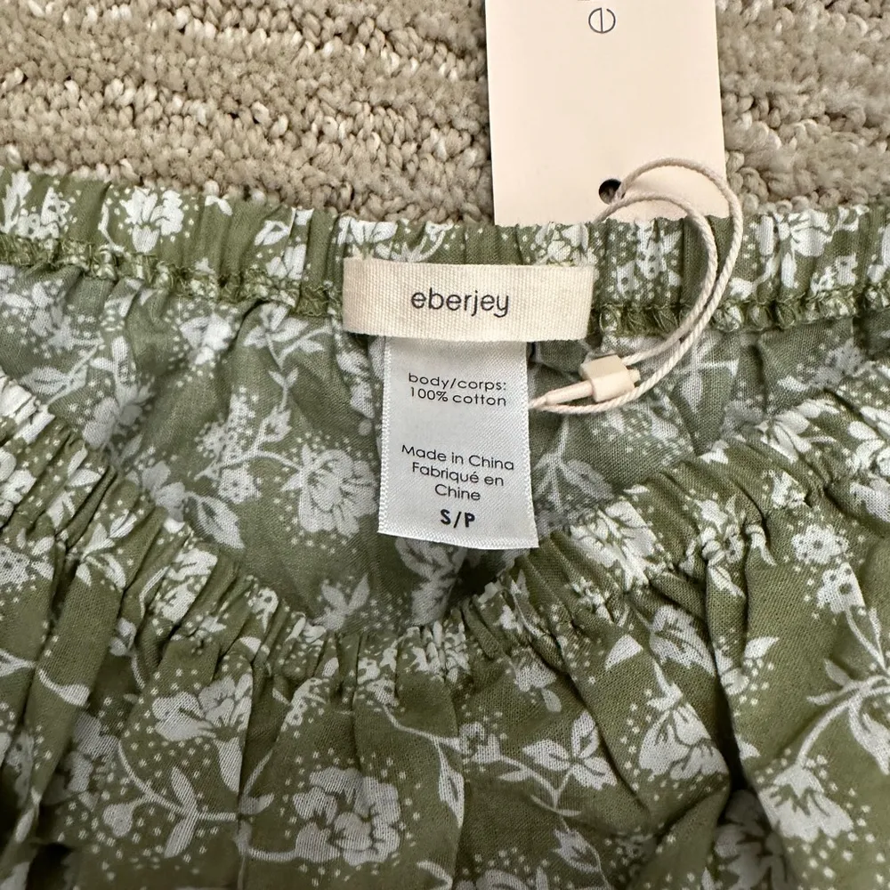 Eberjey floral off shoulder green crop top NWT - Image 7