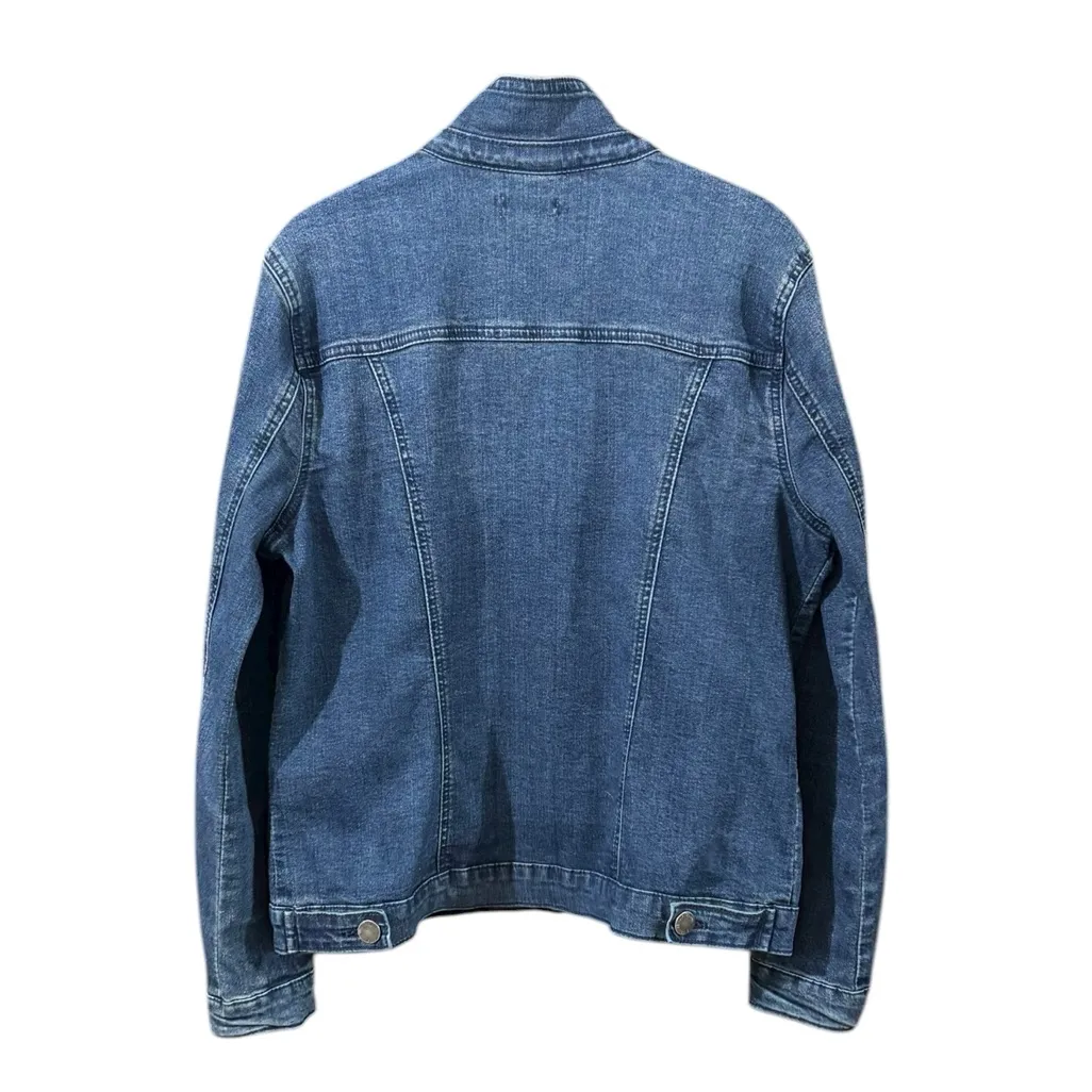 JUICY COUTURE Nailhead Stretch Denim Jean Jacket M 20” p2p Dark Wash $70 Retail - Image 10