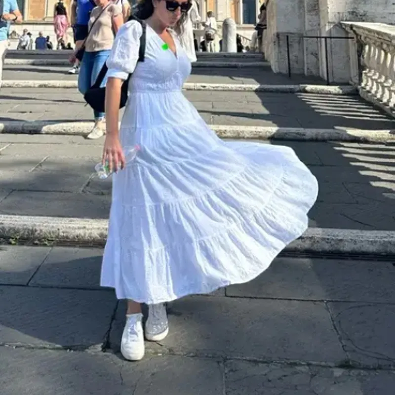 Joe's Jeans White Tiered Ruffle Midi Dress XL Cottage Cotton Eyelet Prairie $328 - Image 7