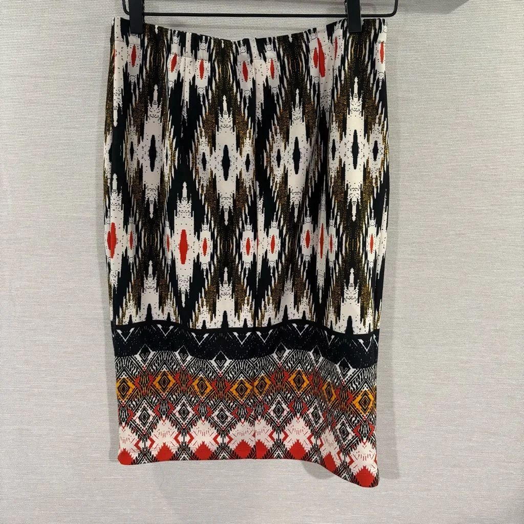 Anthropologie Maeve Iguazu Tribal Print Stretch Pencil Skirt Size Large - Image 3