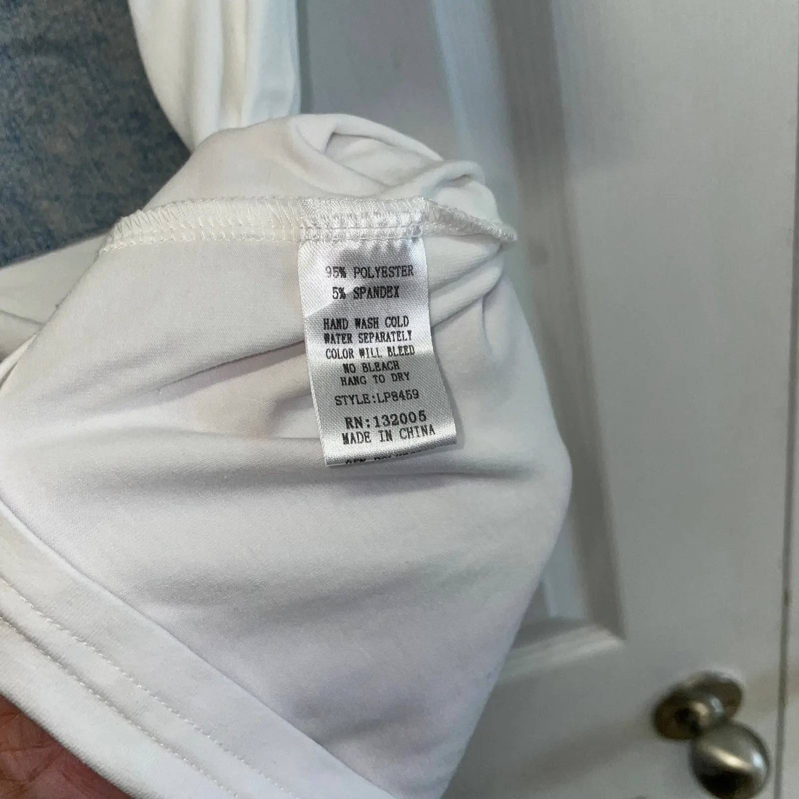 Pastel Graphic Tee Denim Sleeve Pocket Smiley Face Top‎ White Casual L Size L - Image 6