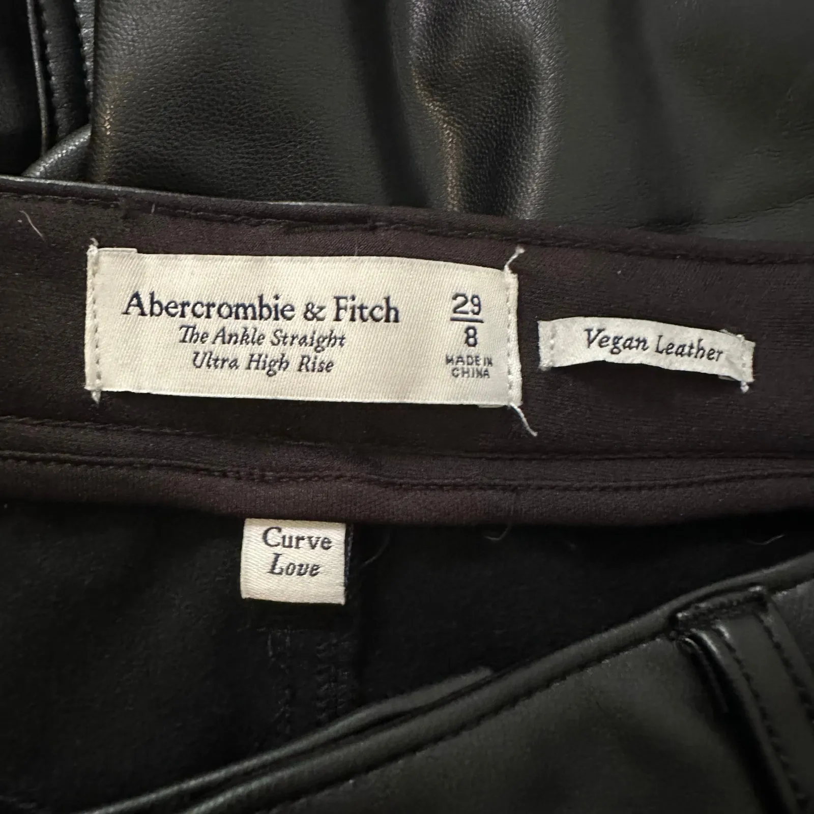 Abercrombie & Fitch black faux leather ankle straight ultra high rise pants 8 - Image 6