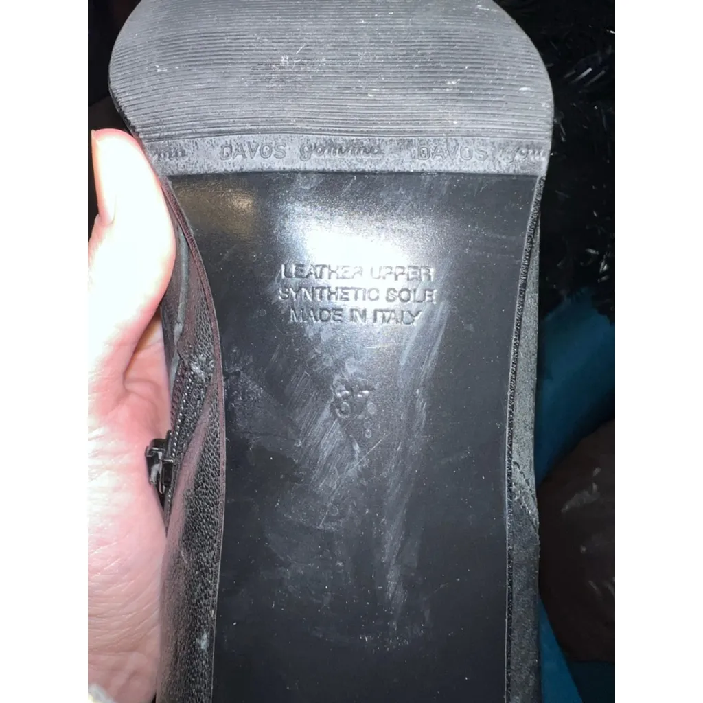 Napoleoni Black Leather Vintage Made in Italy Heeled Boots 37 Size 7 - Image 8