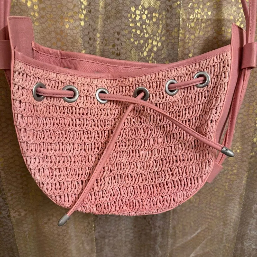 Free People Cabana Vintage Pink Woven Crossbody Purse NWOT - Image 2