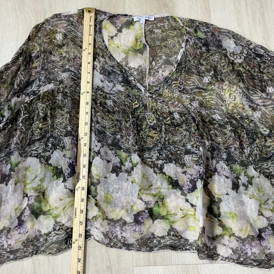 Tempo Paris Women's Flowy Floral Print V Neck Long Sleeve Blouse Top Penny Lane - Image 4