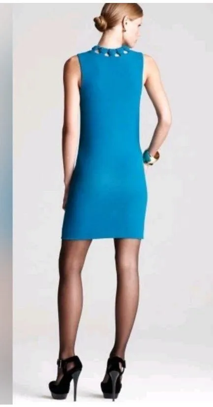 Diane Von Furstenberg Ayanna Turkish Blue Sleeveless Sheath Dress Size 10 Office - Image 3