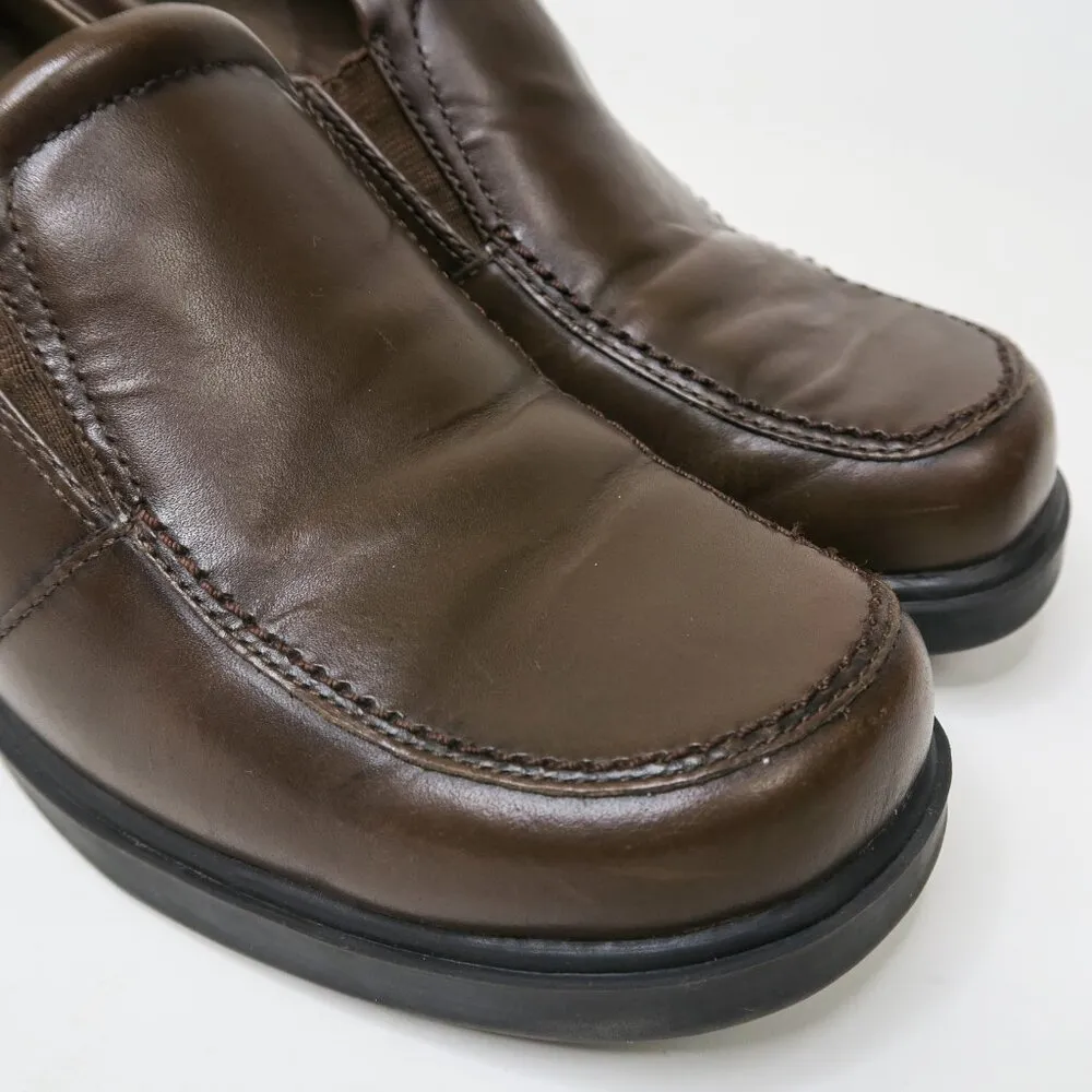 Vintage 90s Earth Harmony Brown Leather Heeled Loafers Size 8.5 - Image 8