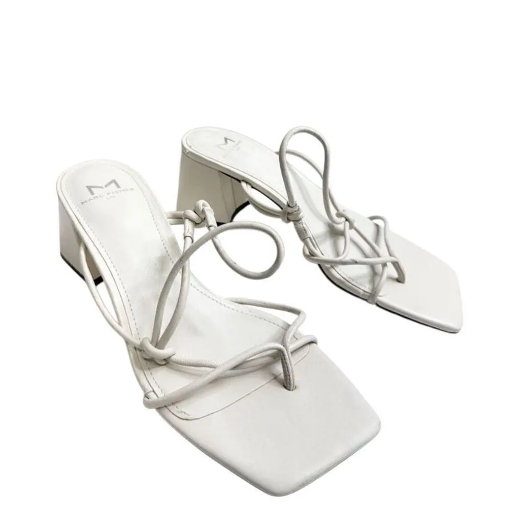 Marc Fisher Sandals Size 7 Off White Leather Slip On Davia Shoes - Image 2