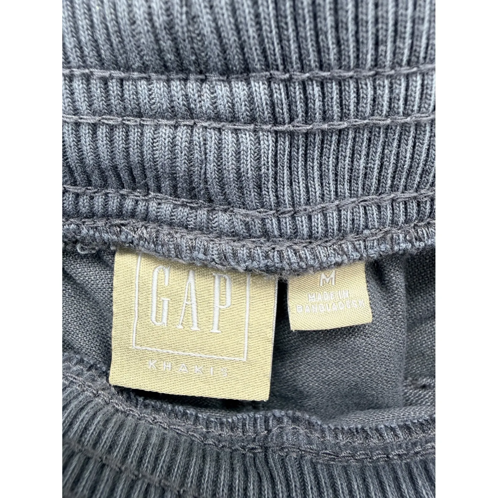 GAP Khaki Ribbed Wide Leg Pull On Pants Cropped Lounge Minimalist Soft Black M - Image 4