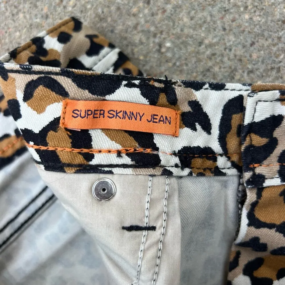 Tory Burch Leopard Cheetah Animal Print Low Rise Super Skinny Jeans Size 30 - Image 6