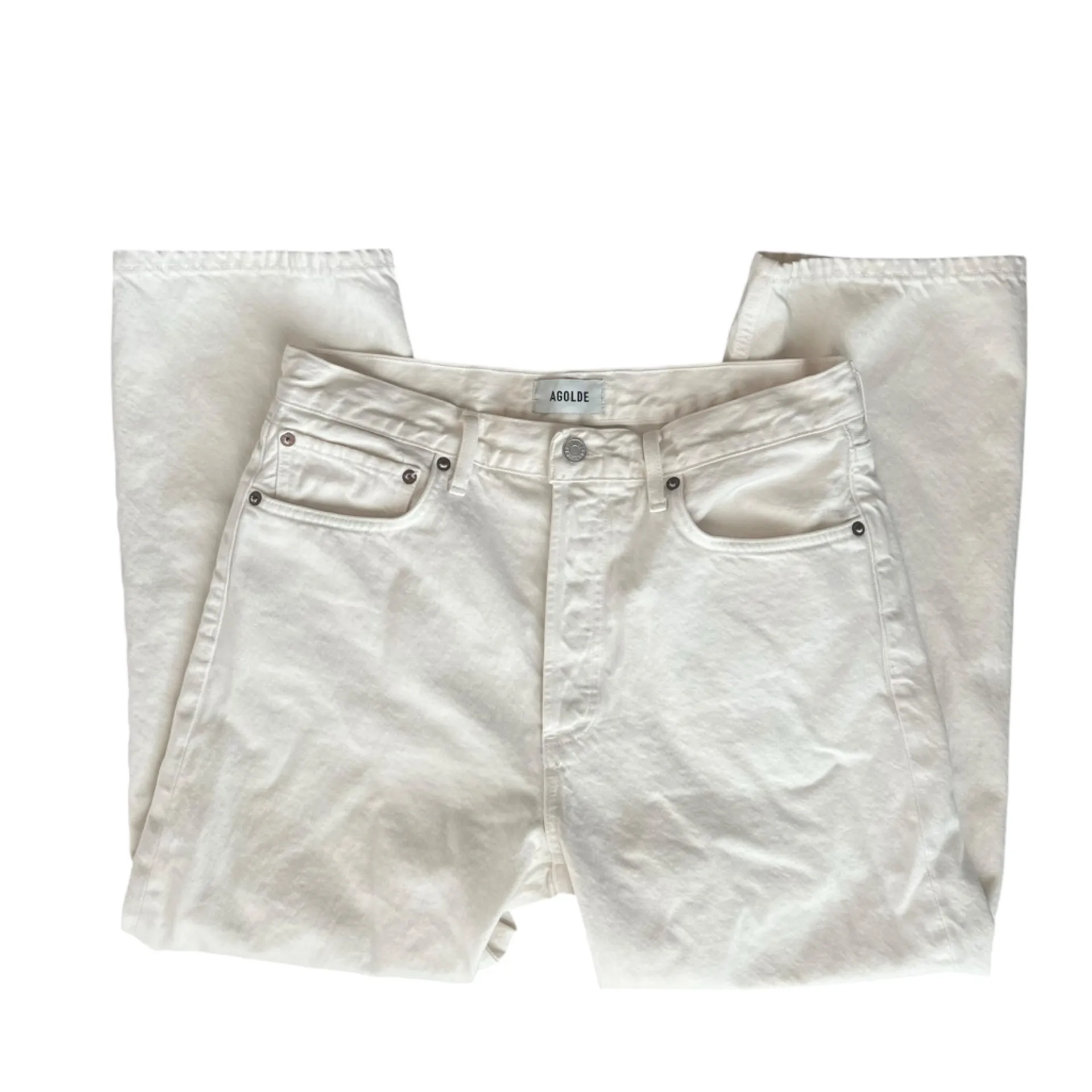 Agolde Women’s 90’s Crop White Straight Leg High Rise Denim Jeans Size 29 - Image 3