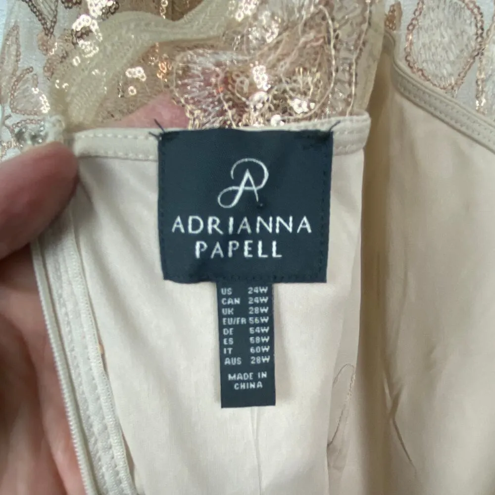Adrianna Papell Champagne Gold Sequin Embroidered Sheath Dress Sz.24W NWT - Image 8