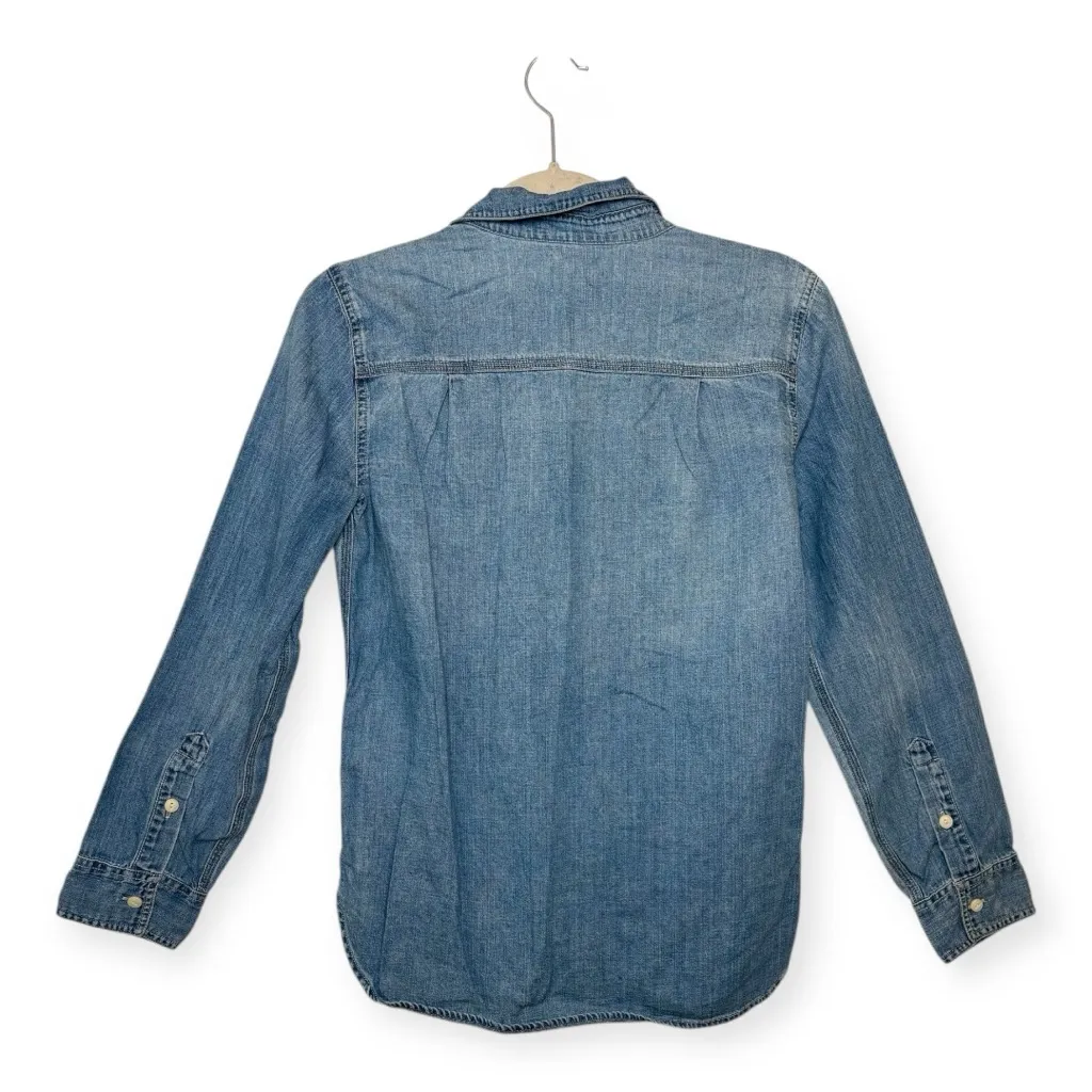 J.Crew Blue Chambray Denim Shirt Classic Preppy Boho Western Button-Down 4 - Image 3