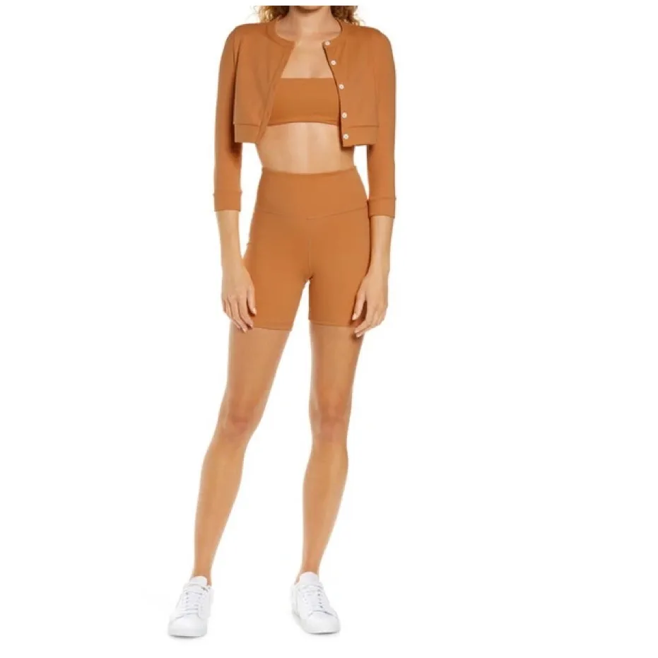 NWT WEWOREWHAT CROPPED CREWNECK CARDIGAN IN GOLD XS - Image 3