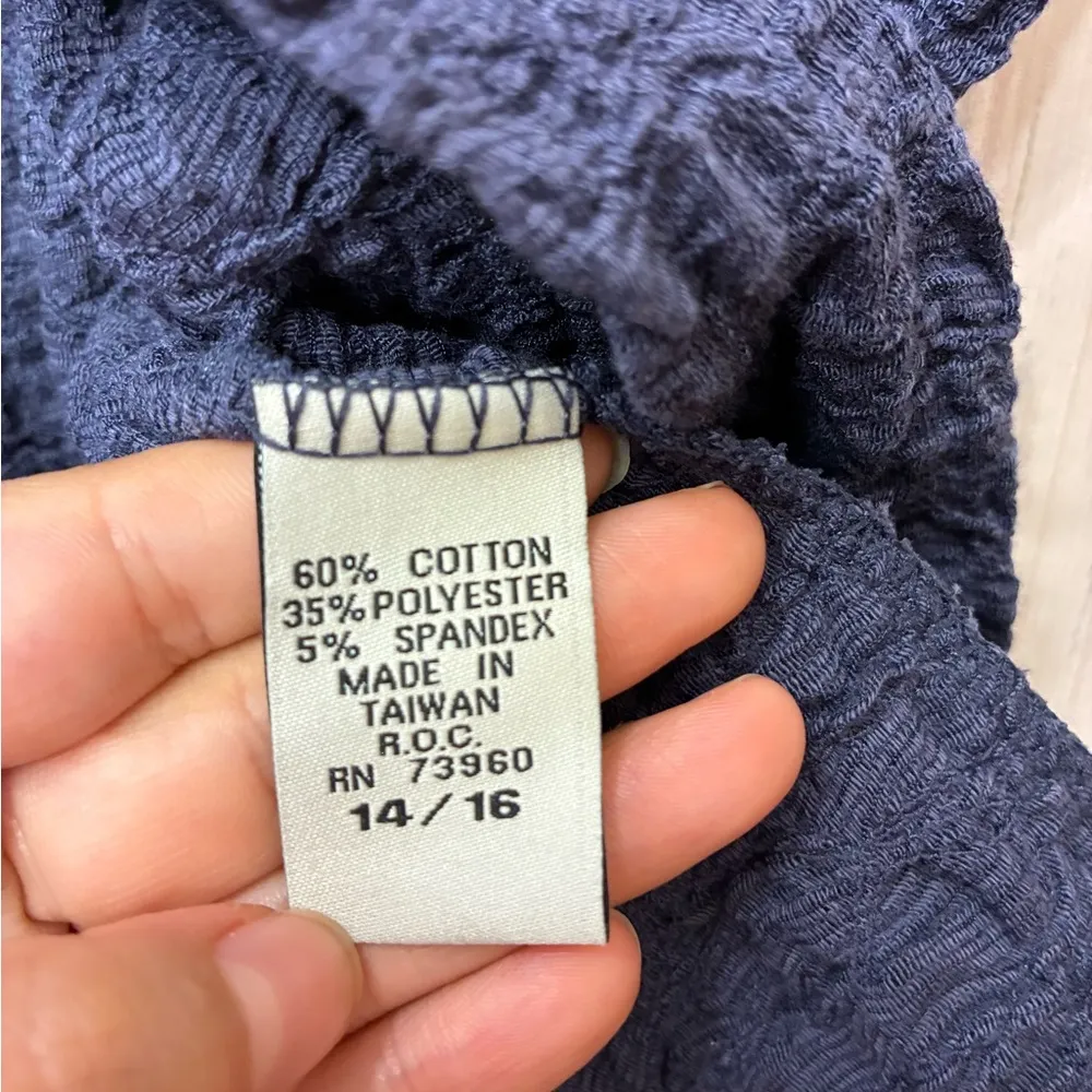 NWT Vintage Swift by Avenue 14/16 Plus Navy Blue Textured Tie Front Cardigan Top - Image 4