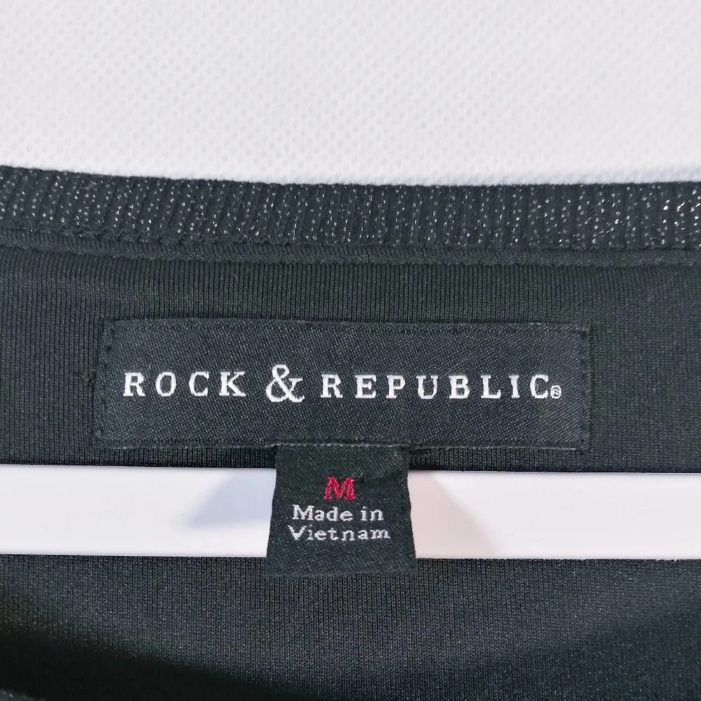 Rock & Republic Black Jewels and Crosses Patterned Gothic Grunge Sweatshirt M - Image 5