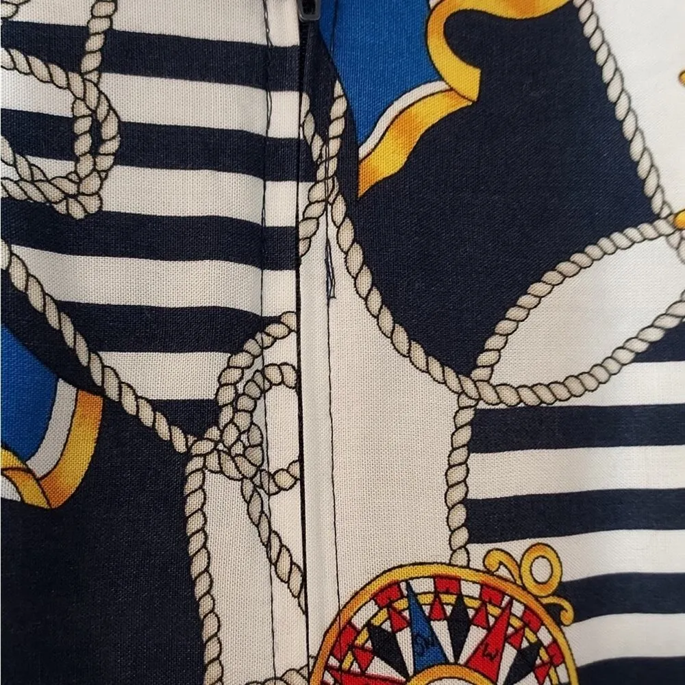 Kathie Lee Vintage 90’s Black White Nautical Sailor Beach Wrap Pencil Mini Skirt Size 8 - Image 4