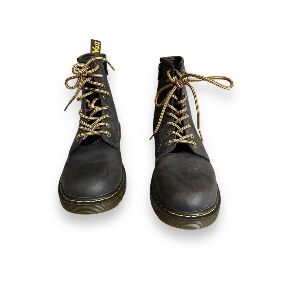 Dr. Martens Women's 1460Y US6 Brown Leather Side Zip Lace Up Combat Boots - Image 3