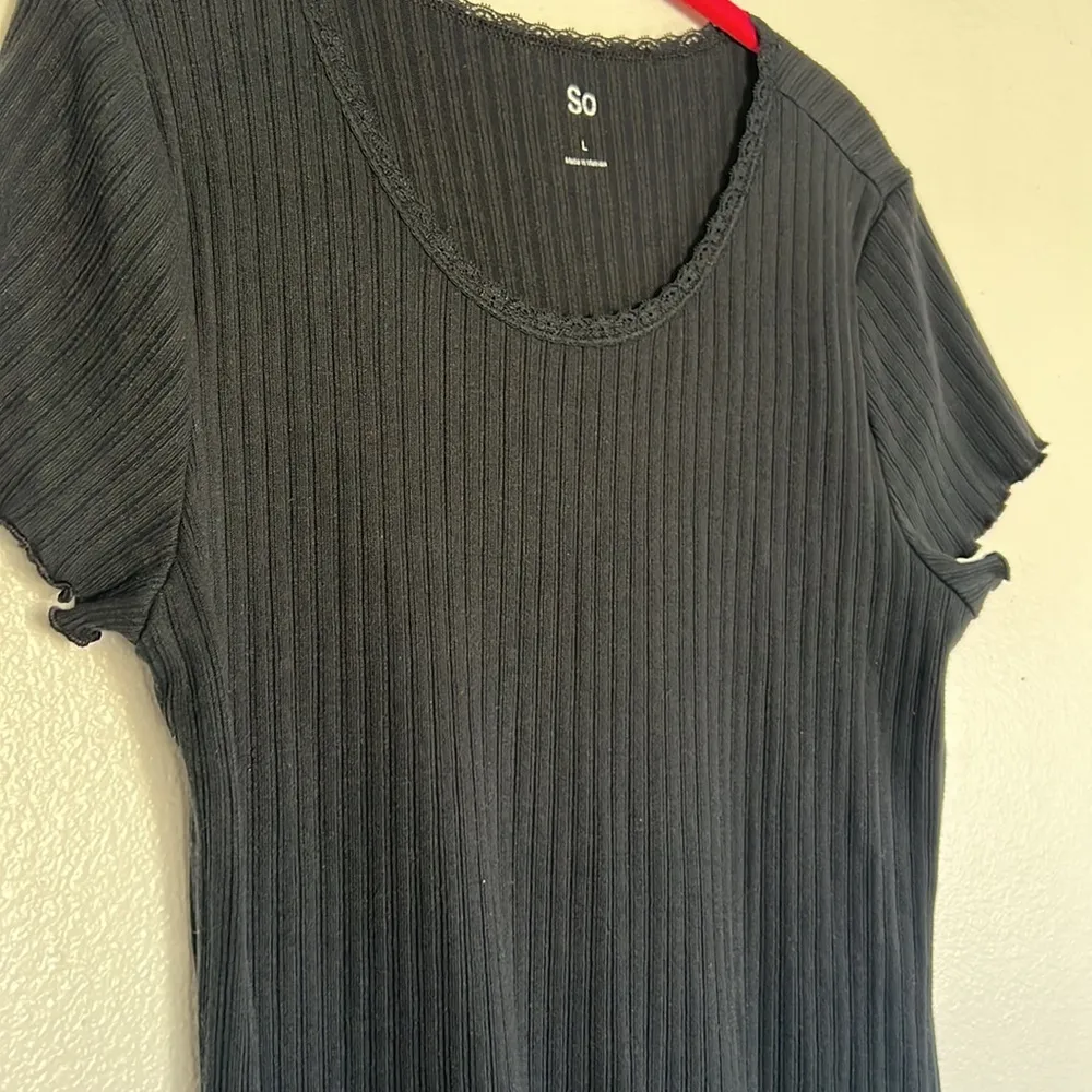 EUC SO Black Ribbed T-Shirt Dress sz L - Image 3