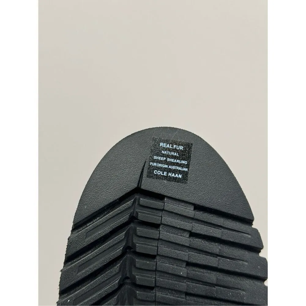 Cole Haan Winter Fur Boots Size 7.5B Womens Waterproof Black Lugged Sole - Image 9