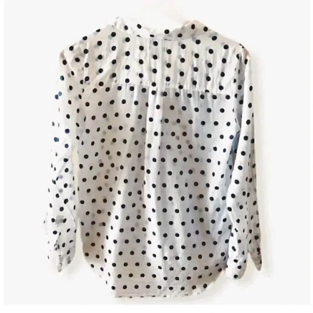 Ann Taylor Polka Dot Long Sleeve Lightweight Career Office  Stylish Blouse XSP - Image 2