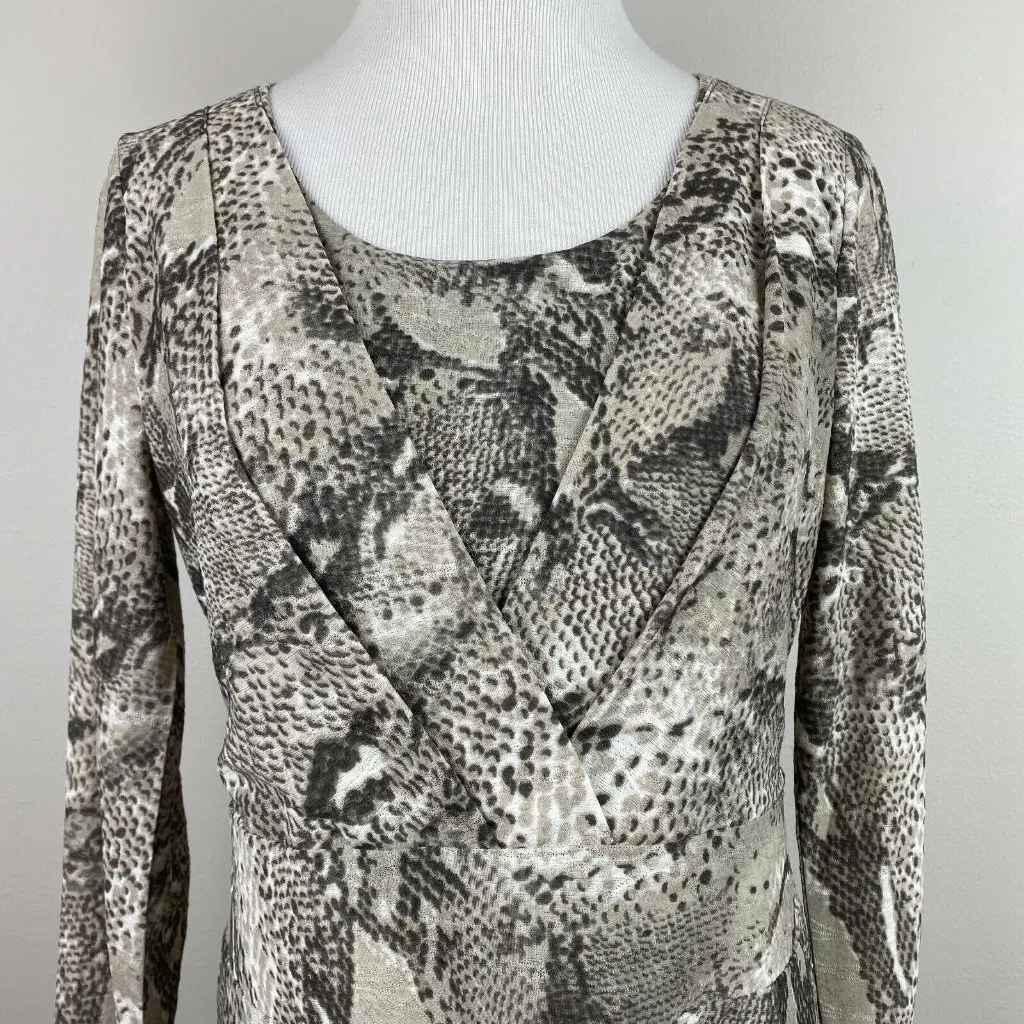 Jones New York Dress Womens Small Snake Print‎ Long Sheer Sleeve A-Line Side Zip - Image 2